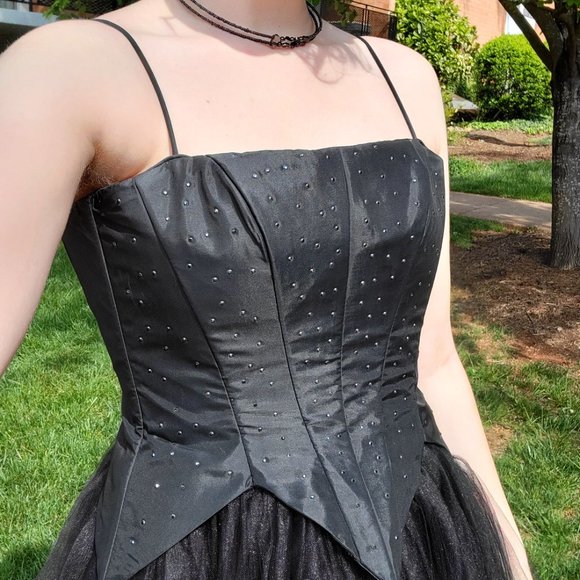 Jessica McClintock vintage black bustier ballgown - Picture 3 of 7